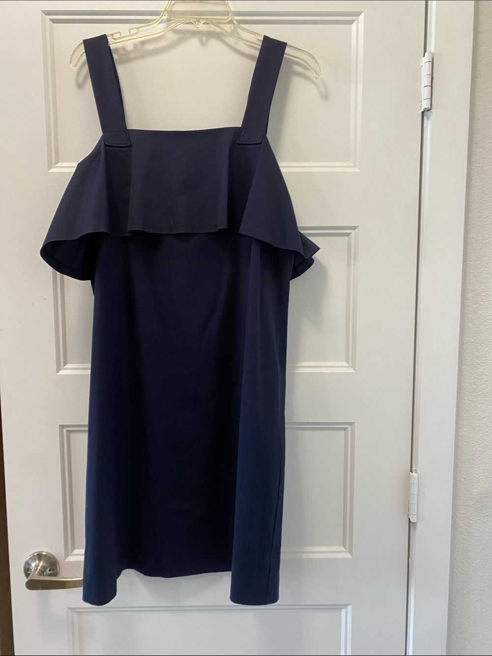 Ann Taylor Summer Dress - Navy Blue Sheath, Straps, Flattering  Lined, Size 12